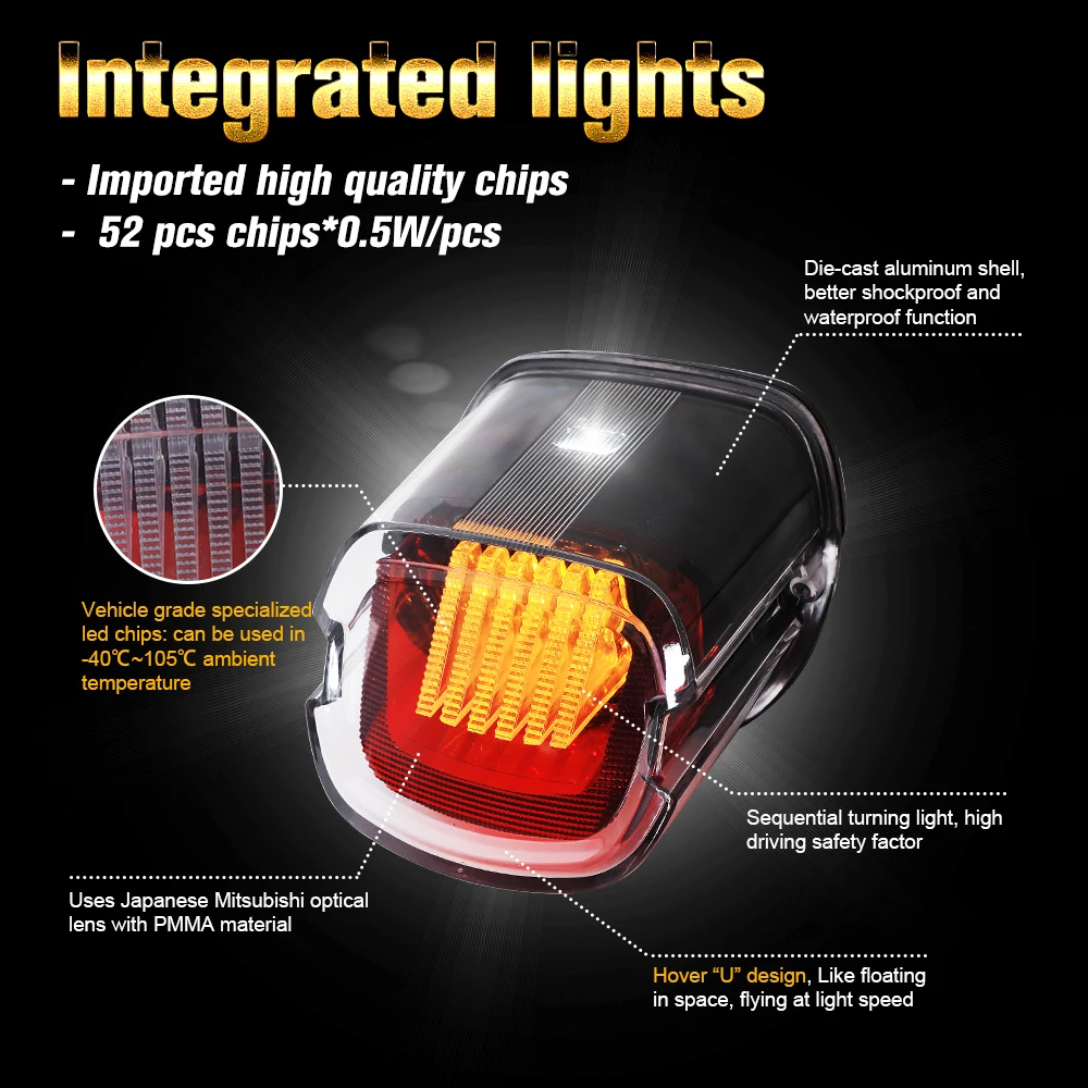 NEW Motorcycle Led Brake Tail Light for Harley Davidsons XR1200X 2010-2013 Waterproof Hover Taillight DRL Runing Lights Emark detail image 4
