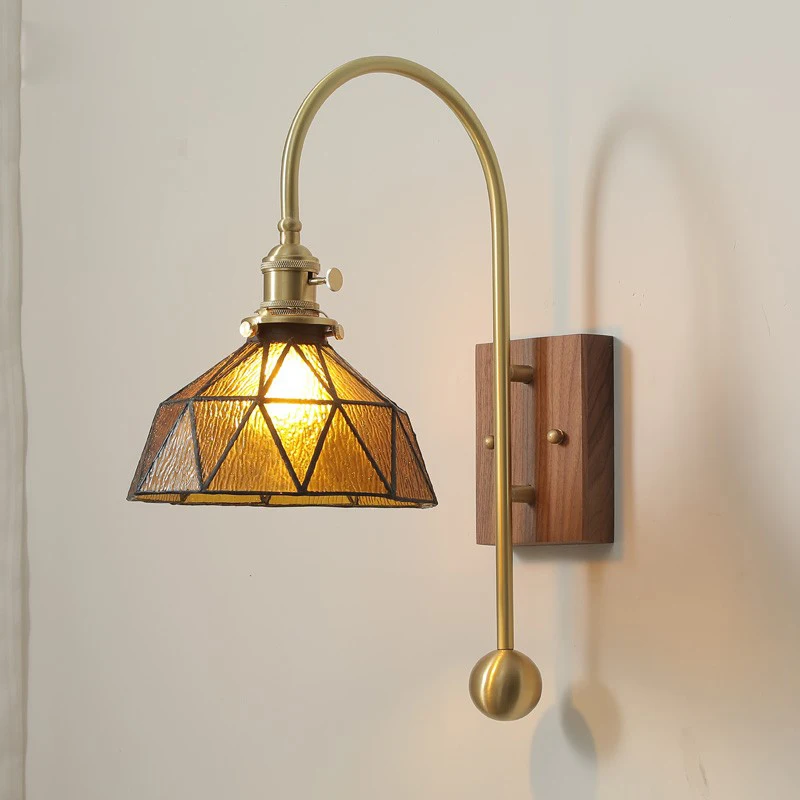 

Vintage All Copper Wall Light Nordic Bedroom Bedside Wall Lamps Modern Study Living Room LED Lights Simple Corridor Stair Lamp