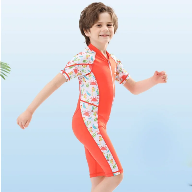 Boys and Girls One Piece Rash Guard Swimsuit Kid Water Sport Short Swimsuit UPF 50+ Sun Protection Bathing Suits