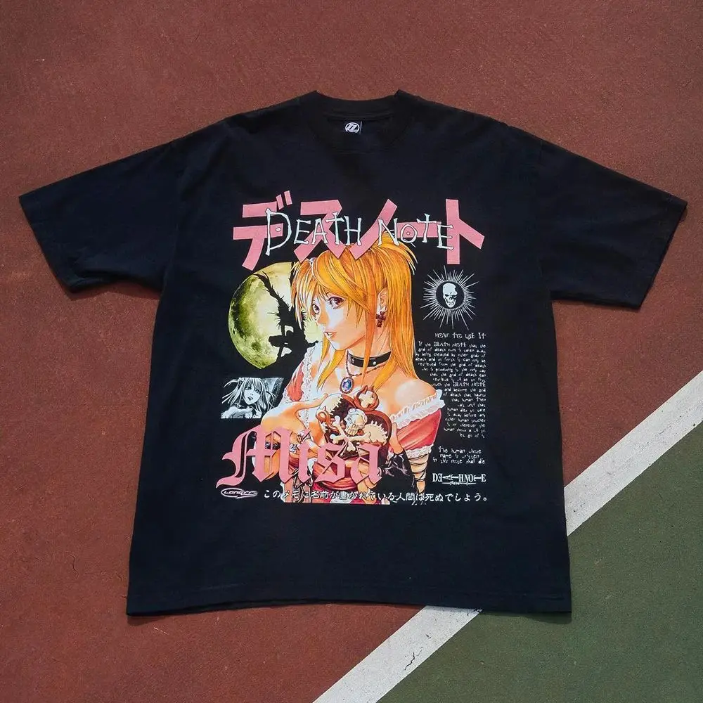 Vintage T-Shirt Death Note Anime Misa Amane Streetwear T-shirt Anime Casual Baumwolle Kleidung T Shirt Y2k Grafik T Shirts Unisex