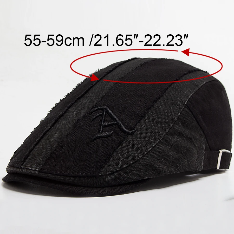 Men Beret Fashion Vintage Embroidery Letter A Flat Cap Cotton Visor Hat Camouflage Patchwork Adjustable woolen beret beret hat