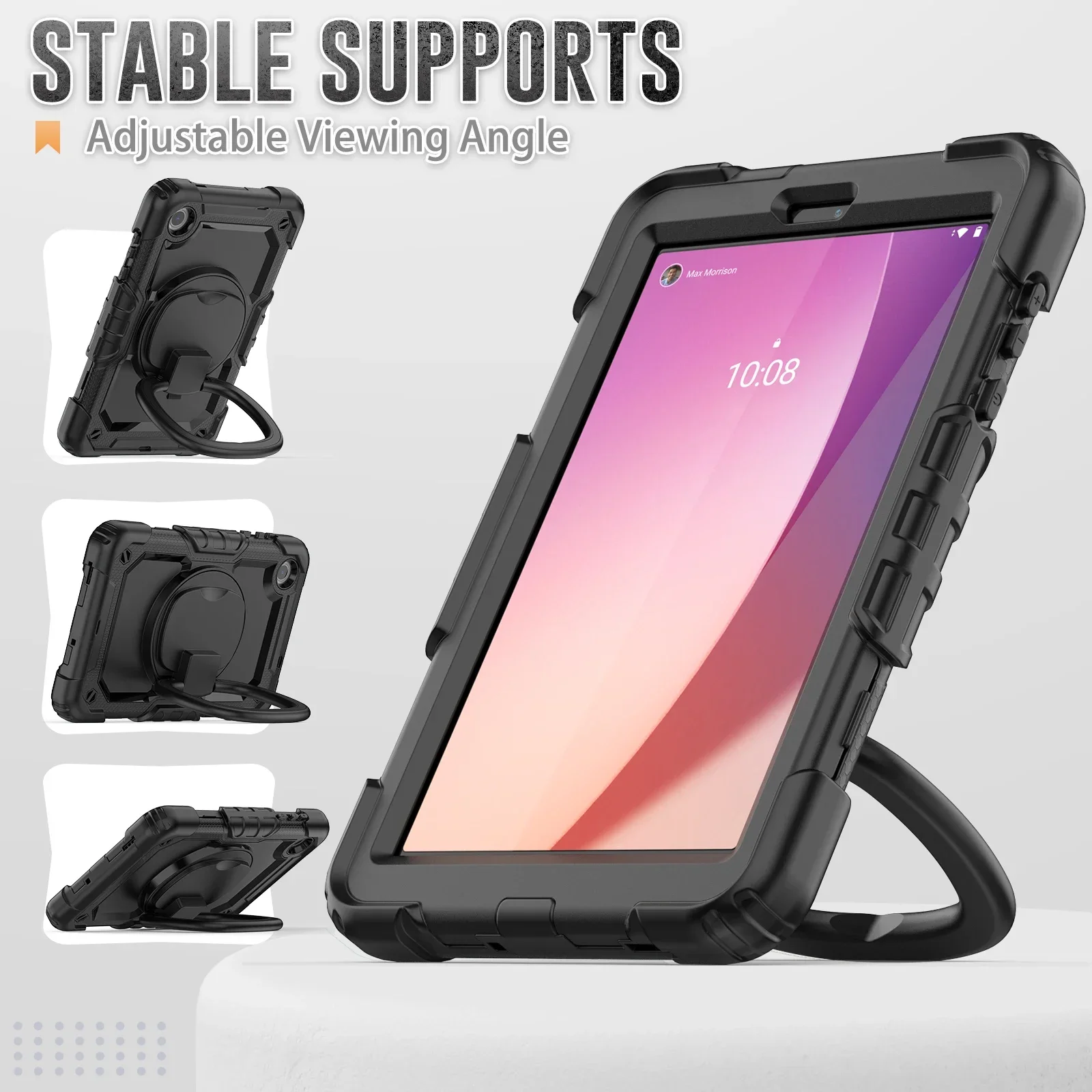Enhanced Protective Tablet Case with 360° Rotatable Turntable & Kickstand, Heavy Duty