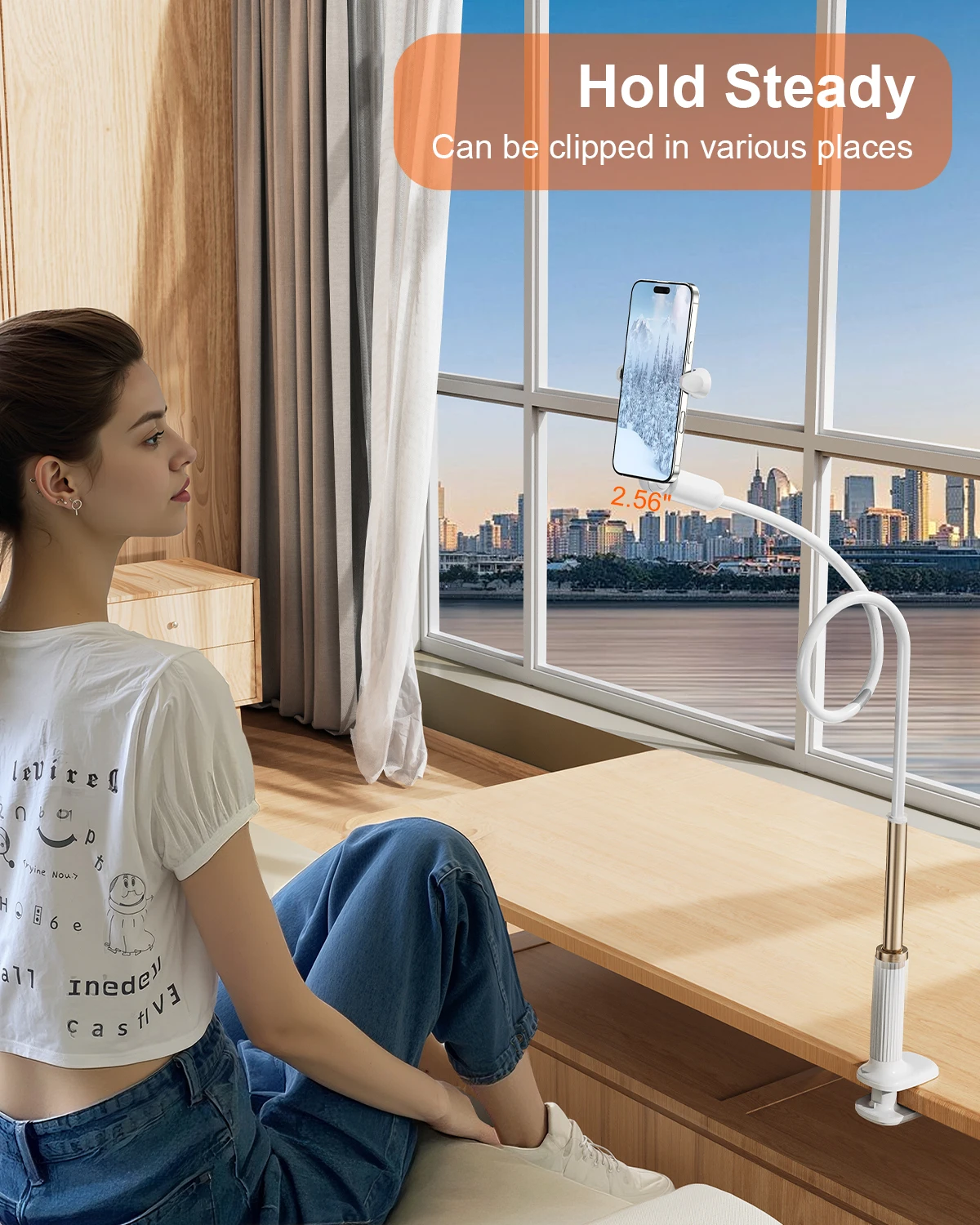 Eary Gooseneck Bed Phone Holder Tablet Stand Flexible Long Arm Mount for Desk Clip Lazy Bracket Fit For iPhone iPad 4-13"Inches