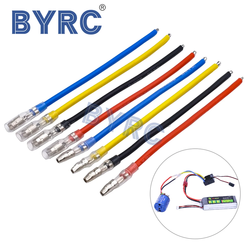10 Cables De Conexión Para Motor Cepillado - 16 AWG Silicona, Enchufe Macho 4mm - Longitud 10 Cm (5 Rojos, 5 Negros)