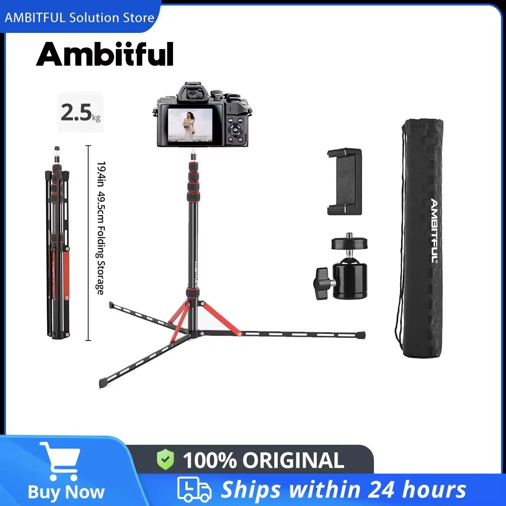 Ambitful 1/4 Screw Ring Fill Light Stand Adjustable Tripod For Ring Light Lamp Softbox Flash GM220 Photographic Lighting Stand
