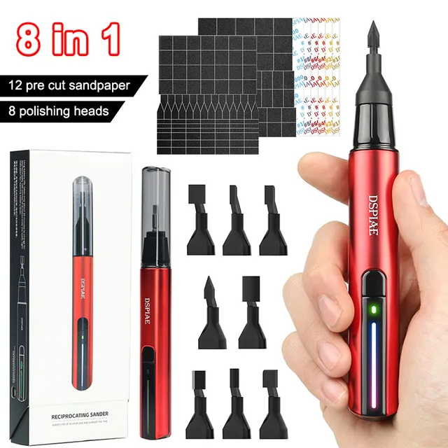 DSPIAE ES-A DIY Ponceuse Alternative Électrique Stylo De Meulage Modèle En Plastique Têtes De Ponçage Papier De Verre Militaire Artisanat Outils 1