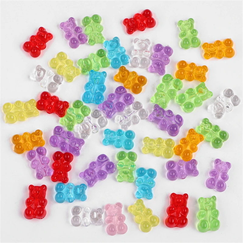 Regenbogenfarbene 18x12mm Niedliche Bären-Acrylperlen für DIY-Schmuckherstellung - Geeignet für Halsketten, Armbänder, Ohrringe – Detail 1