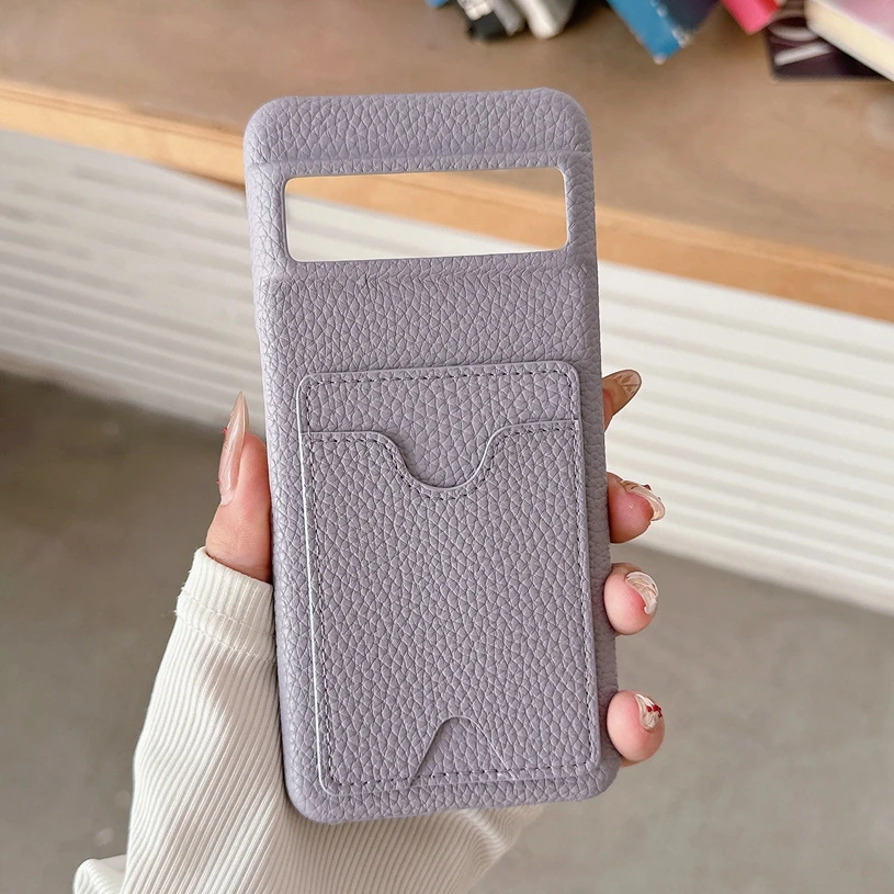 Fashion Leather Litchi Card Slot Phone Case with Colorful Matte Cover