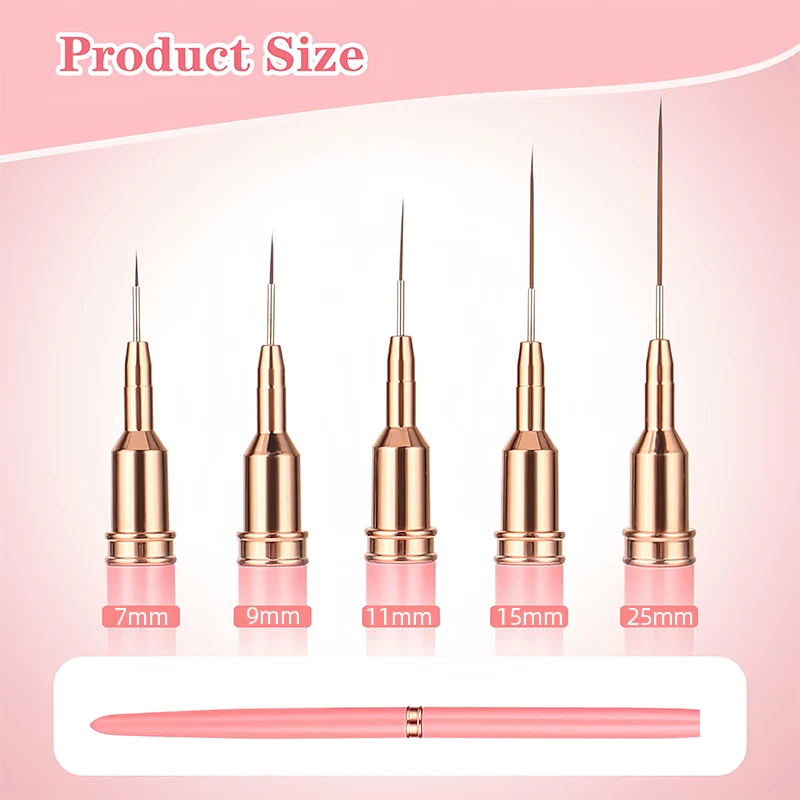 Nail Art Brushes 5pcs Liner Brush Set UV Gel French Stripe Line Painting Drawing Flower Pen Professional Manicure Tool
