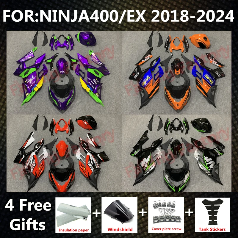 

Комплект обтекателей для KAWASAKI Ninja400 EX400 EX Ninja 400 2018 2019 2020 2021 2022 2023 2024 полный комплект обтекателей для кузова ZXMT