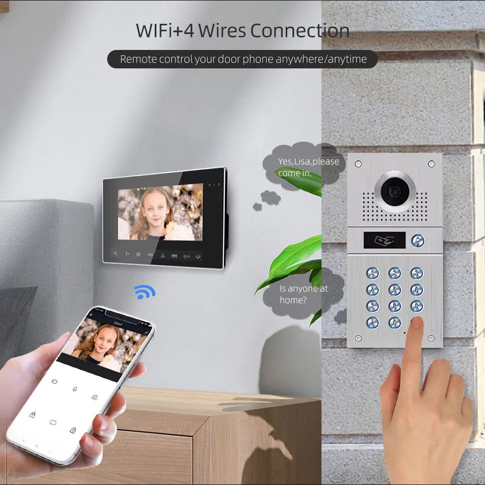 TUYA TMEZON-sistema de intercomunicación inteligente para puerta,  videoportero inalámbrico con Wifi, 7 pulgadas, 1080p, 2 monitores y 1  cámara de timbre a prueba de lluvia - AliExpress