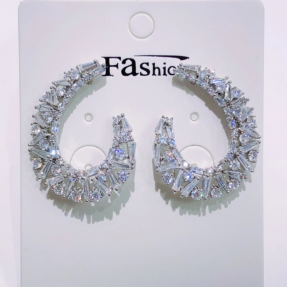 

IN JEWELIFE Luxury Popular Geometry Stud Earrings Zirconia Big Wedding Earring Fashion Brincos Jewelry Accessries