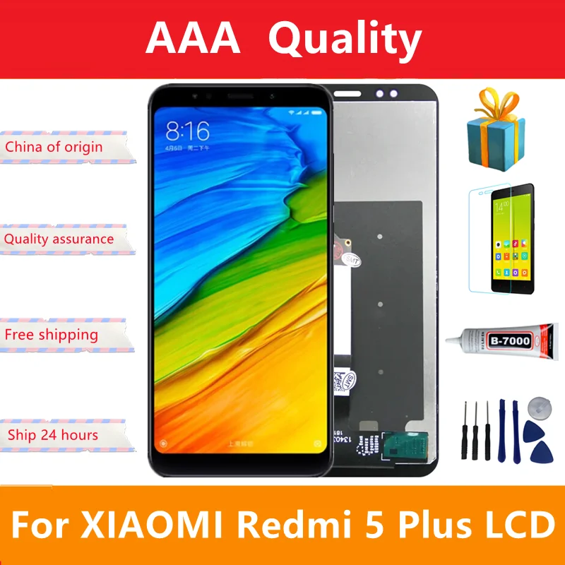 

5.99"; Original for Xiaomi Redmi 5 Plus LCD Display Touch Screen, For Redmi5 Plus MEG7, MEI7 LCD Display Replace, with Frame