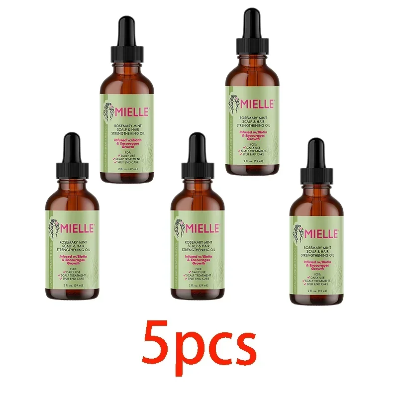 

5PCS Hair Growth Essential Oil Rosemary Mint Hair Strengthening Oil Nourishing Treatment for Split Ends and Dry Mielle Hair