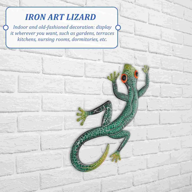 Vas Gyík Falfém Gecko Dekoráció Kültéri Kerti Szobrászat Állati Medál Lógók Szoborok Dísz - Image 4