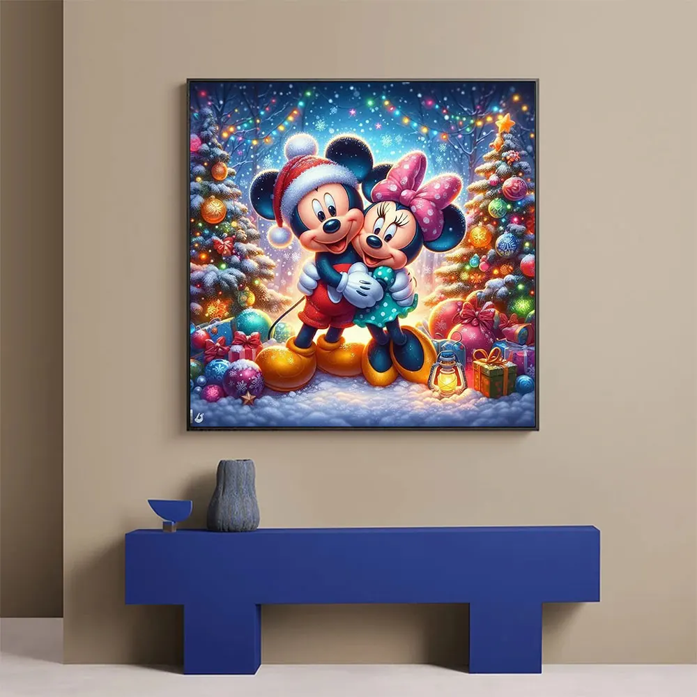 5D Christmas Posters Mickey and Minnie Diamond Painting Cartoon Love Full DIY Hand Mosaic Embroidery Kids Room Home Decor Gifts