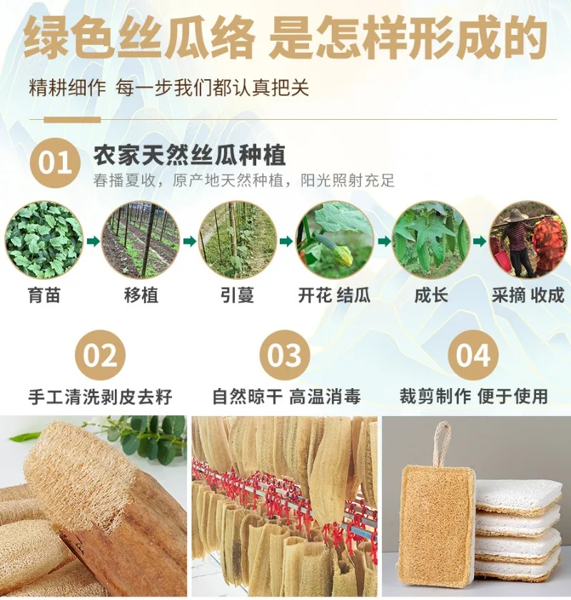 Eco-Friendly Natural Luffa Scrubber Sponge for Easy Dishwashing and Kitchen Cleaning