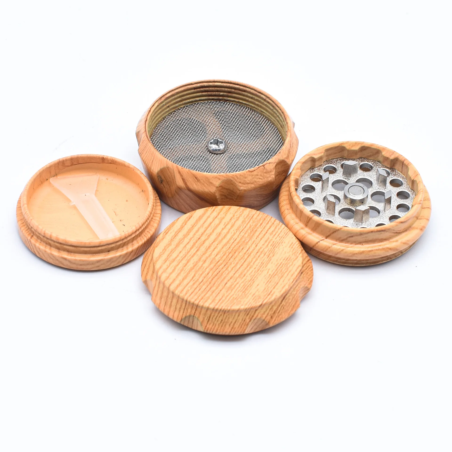 4-Layer Resin Wooden Tobacco Grinder 40/55mm Drum Type Herb Grinder Magnetic Lid Metal Filter Manual Smoke Crusher Smoking Tools