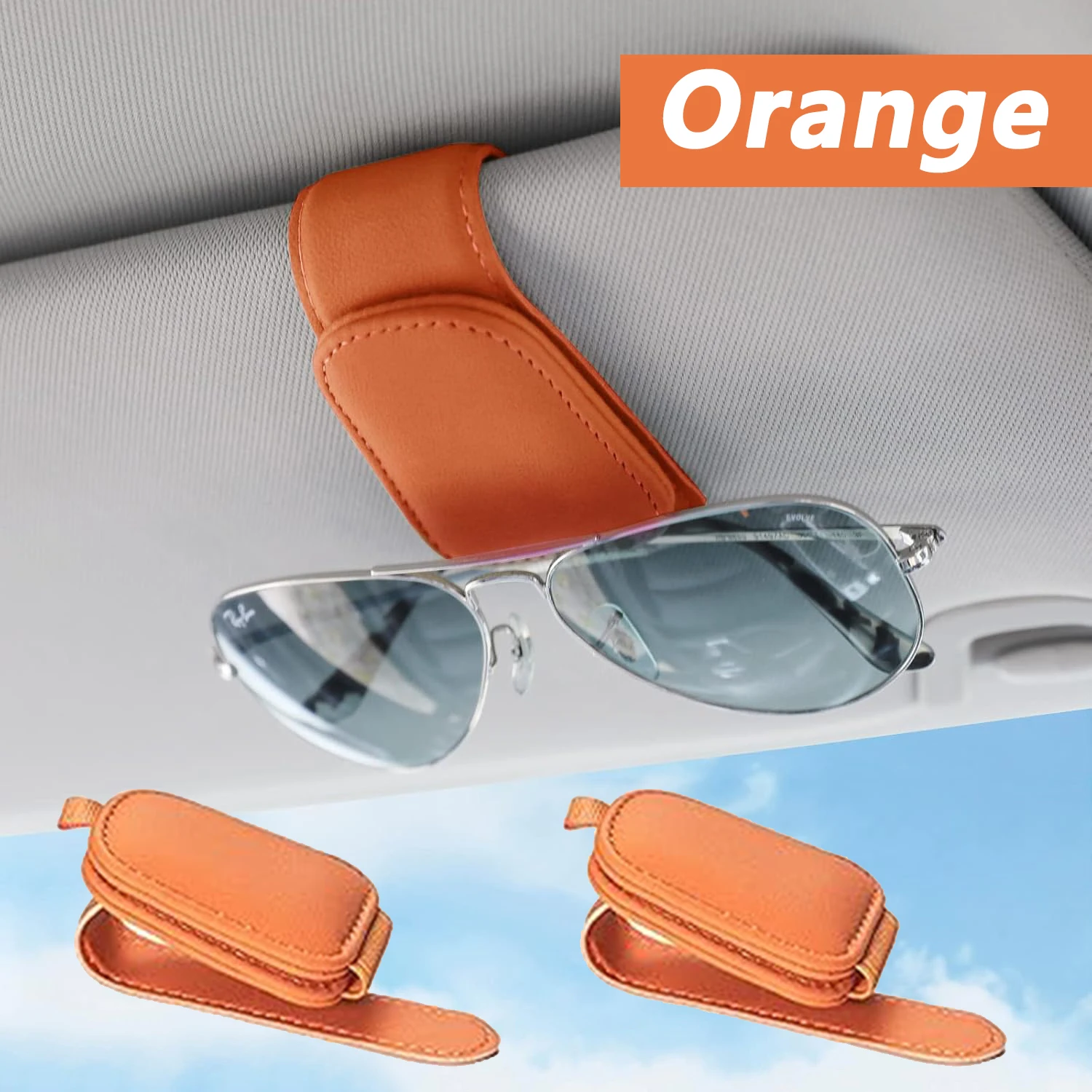 Magnetic Leather Car Sunshade Sunglasses & Ticket Holder