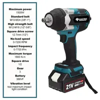 1800N.m DTW700 High Torque Brushless Electric Impact Wrench Rechargeable Wrench Cordless For Makita 18v Battery 2