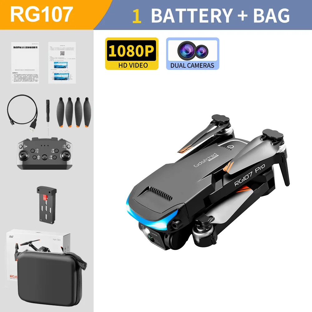 NEW RG107 Pro Drone 4K Three-sided Obstacle avoidance Professional Dual HD Camera FPV Aerial Photography Foldable Quadcopter mini helicopter RC Helicopters