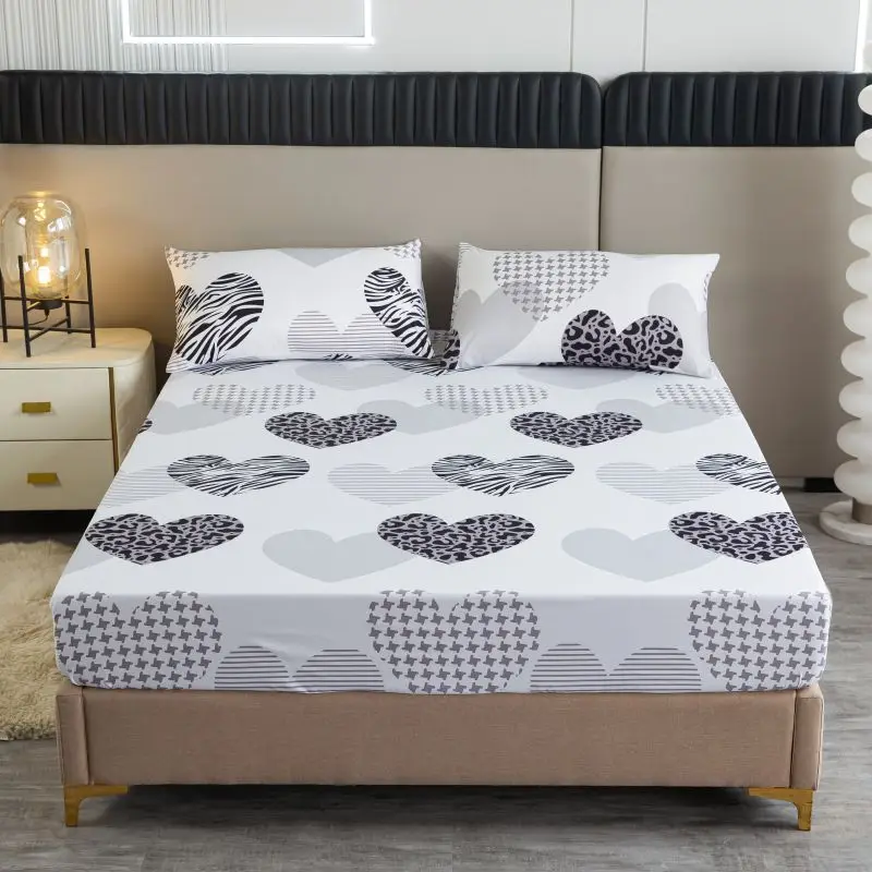 Description Picture 2 of itemLove Print Fitted Sheet Set Comfortable Bedding for Bedroom Guest Room Hotel with Deep Pocket Mattress Cover with Elastic Band