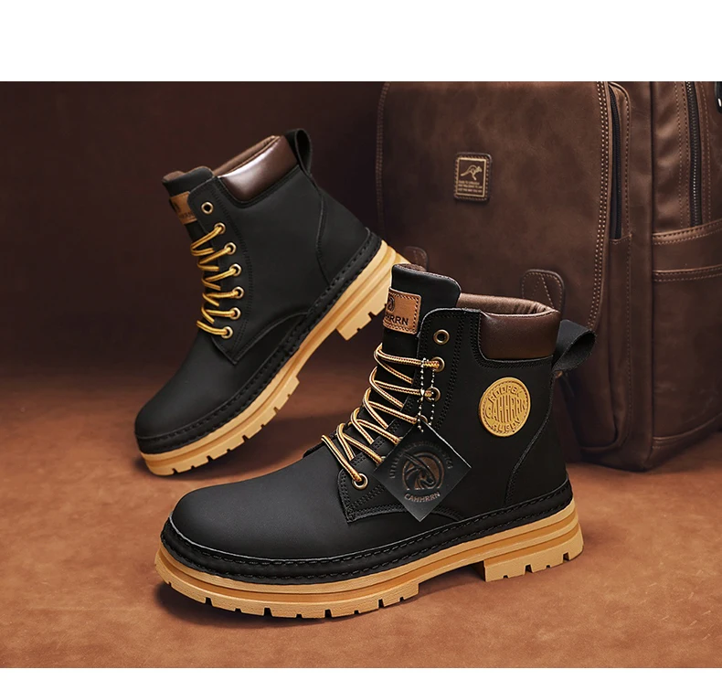 Winter Leather Work Boots: Casual Luxury for Men - true deals club