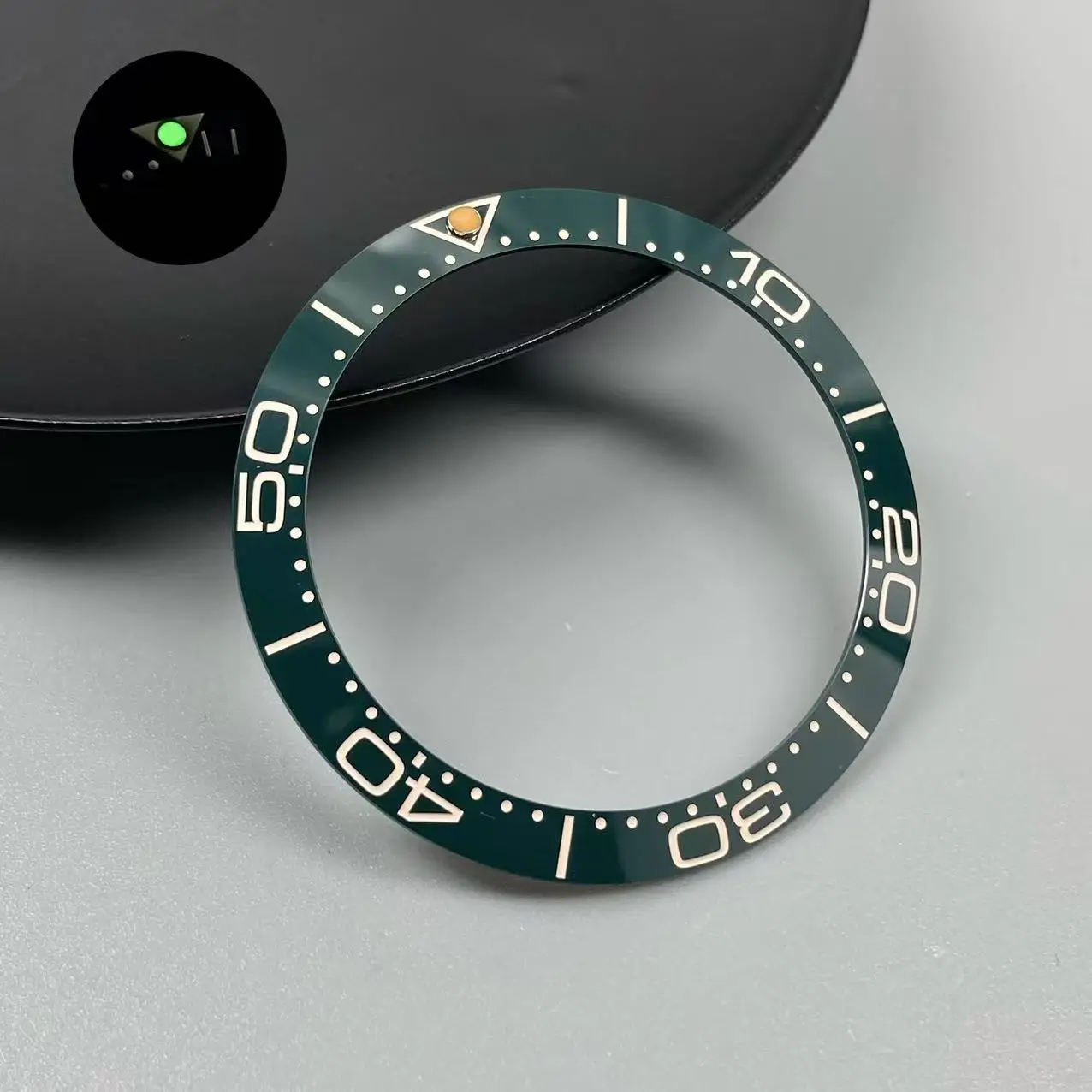 Blue/Green Luminous 38mm Tilted Ceramic Bezel Insert Ring