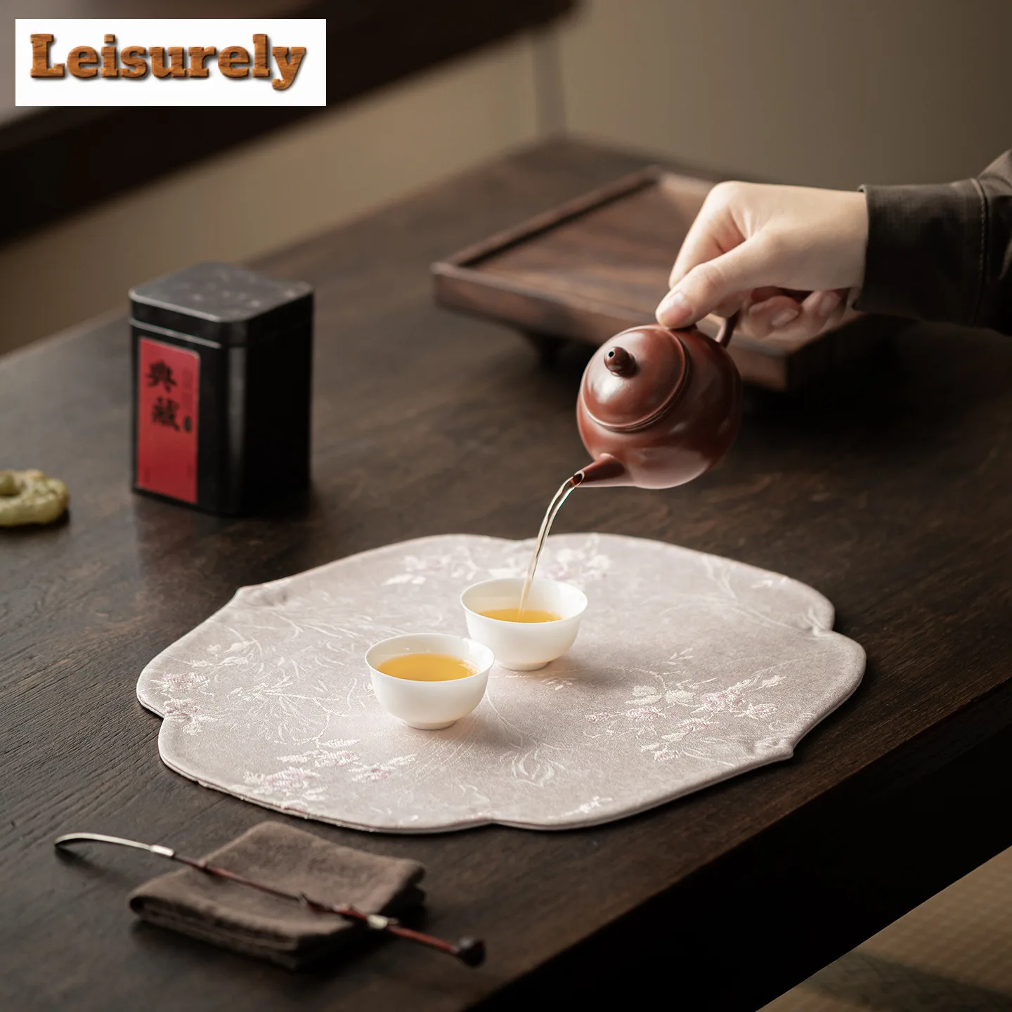 Xiangyun Silk Vine Grass Pink Tea Table Mats Vintage Teacup Coaster Set Drink Coaster Dinner Table Cloth Mat Cafes Decoration