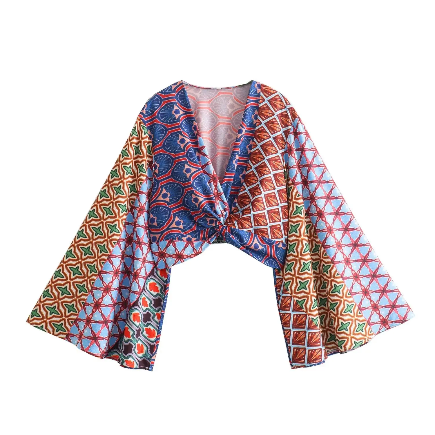 thumbnail image 1 of HH TRAF Pantalones de pierna ancha holgados de cintura alta para mujer, moda informal, estampados, bolsillos laterales, cordón decorativo, pantalones sueltos, 1 of 5