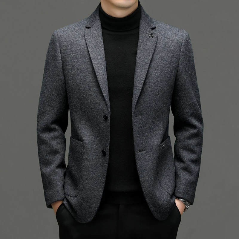 

2023 New Fashion Business Gentleman Handsome British Style Casual Wool Double-sided Slim-fit Korean Wedding Male Jacket Blazer