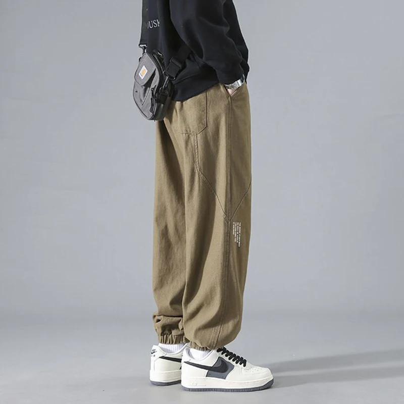 Spring Autumn Oversized Elastic Waist Loose Casual Letter Printing Pants Hombre Fashion All-match Sweatpants Men Sporty Trousers