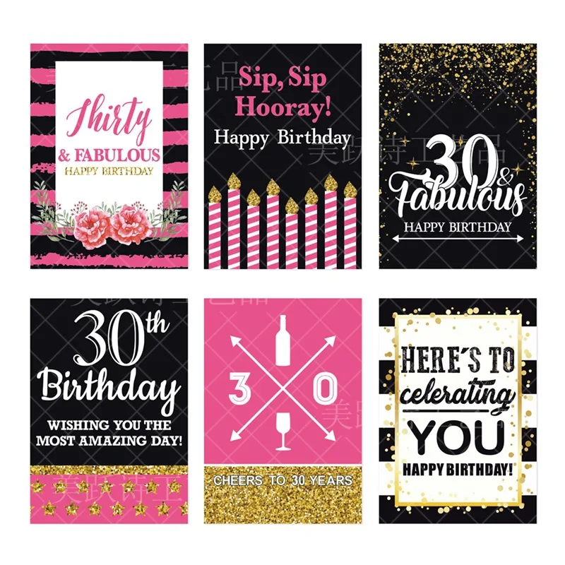 6pcs Birthday Bottle Stickers Happy 30th 40th 50th 60th Birthday Party Decoration Happy Birthday Party Supplies Table Decoration