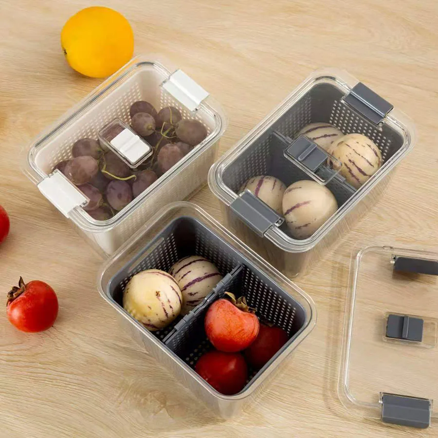 1-Piece Refrigerator Container with Removable Colander Leak-proof Food Storage Container Keeps Fruits, Vegetables and Meat Fresh 4