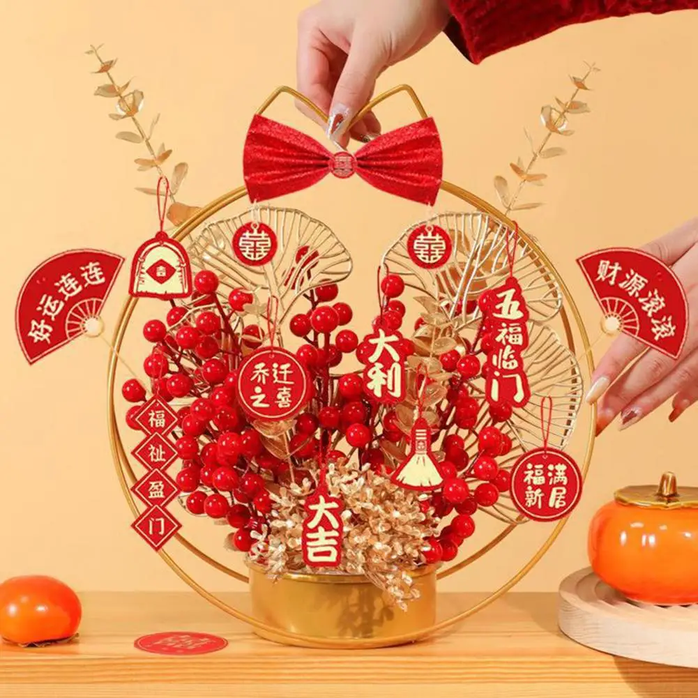

Color Ornaments Vibrant Fortune Fruit Simulation Flower Basket Symbolic Chinese New Year Decoration for Room Dining Table