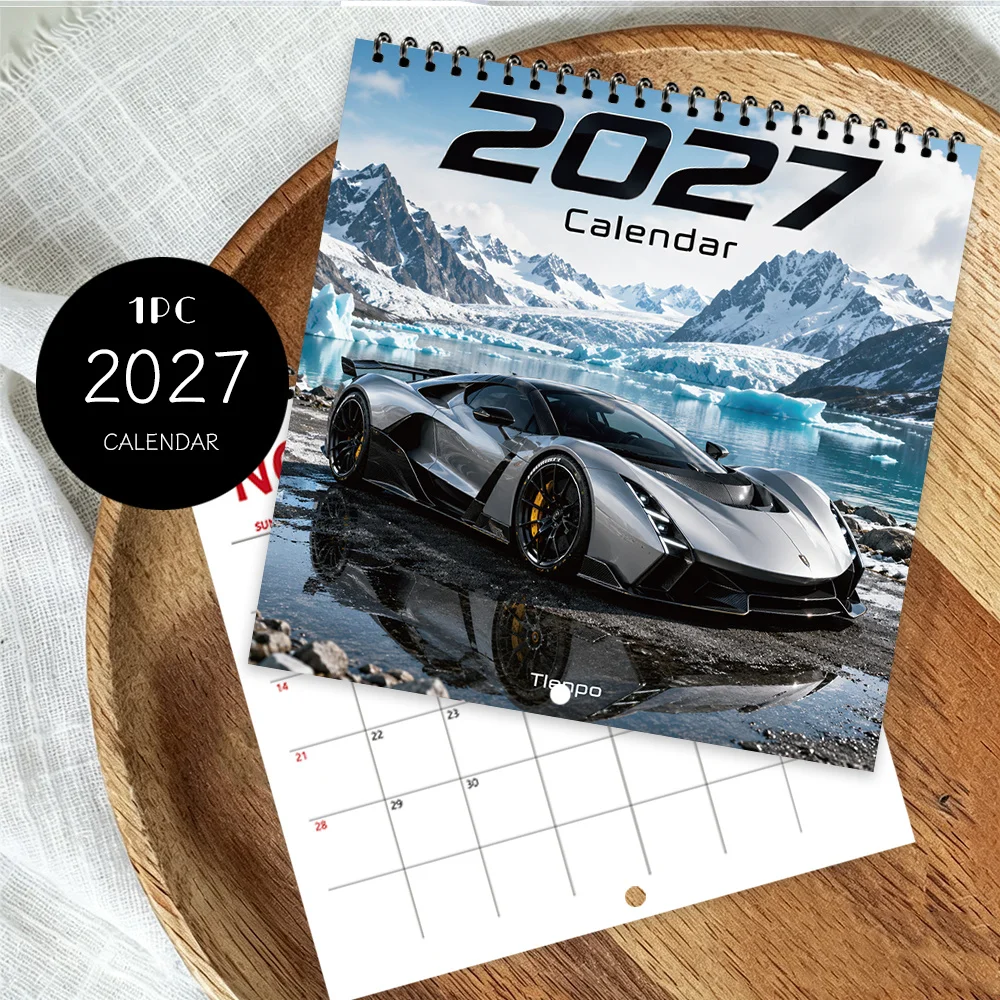 Calendario da parete 2027, agenda mensile a 12 mesi con paesaggi di supercar, regalo perfetto per compleanni, Natale, Capodanno