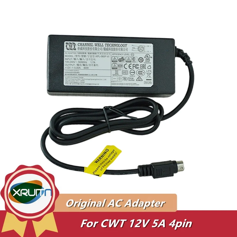 

Genuine CWT KPL-060F-VI Channel Well AC Adapter Charger 12V 5A 60W 4PIN KPL-060F For Hikvision 7816HW 7808HW Power Supply