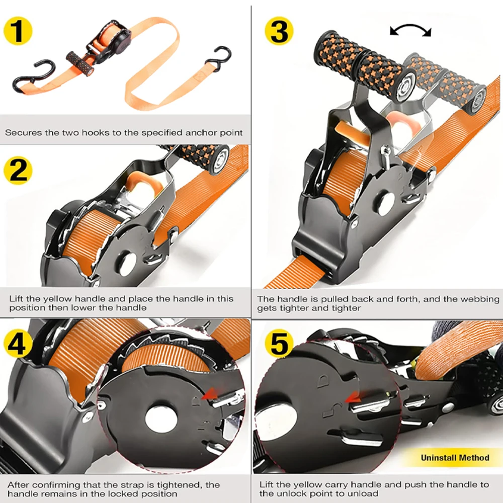 Moving straps cargo strap Auto Straps Retractable Belt Ratchet Tensioner Belt for Load Luggage Strap Motorcycles Ratchet Strap Car