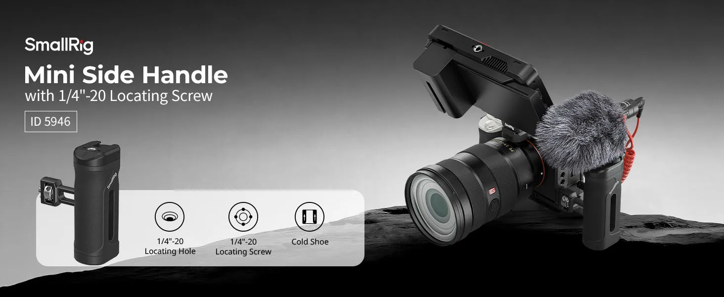 SmallRig Mini-Seitengriff mit 1/4''-20 Positionierungsschraube Kamerakäfig-Griff für Sony für DSLR 30mm 1,2 Zoll vertikale Verstellung 5946 – Detail 1