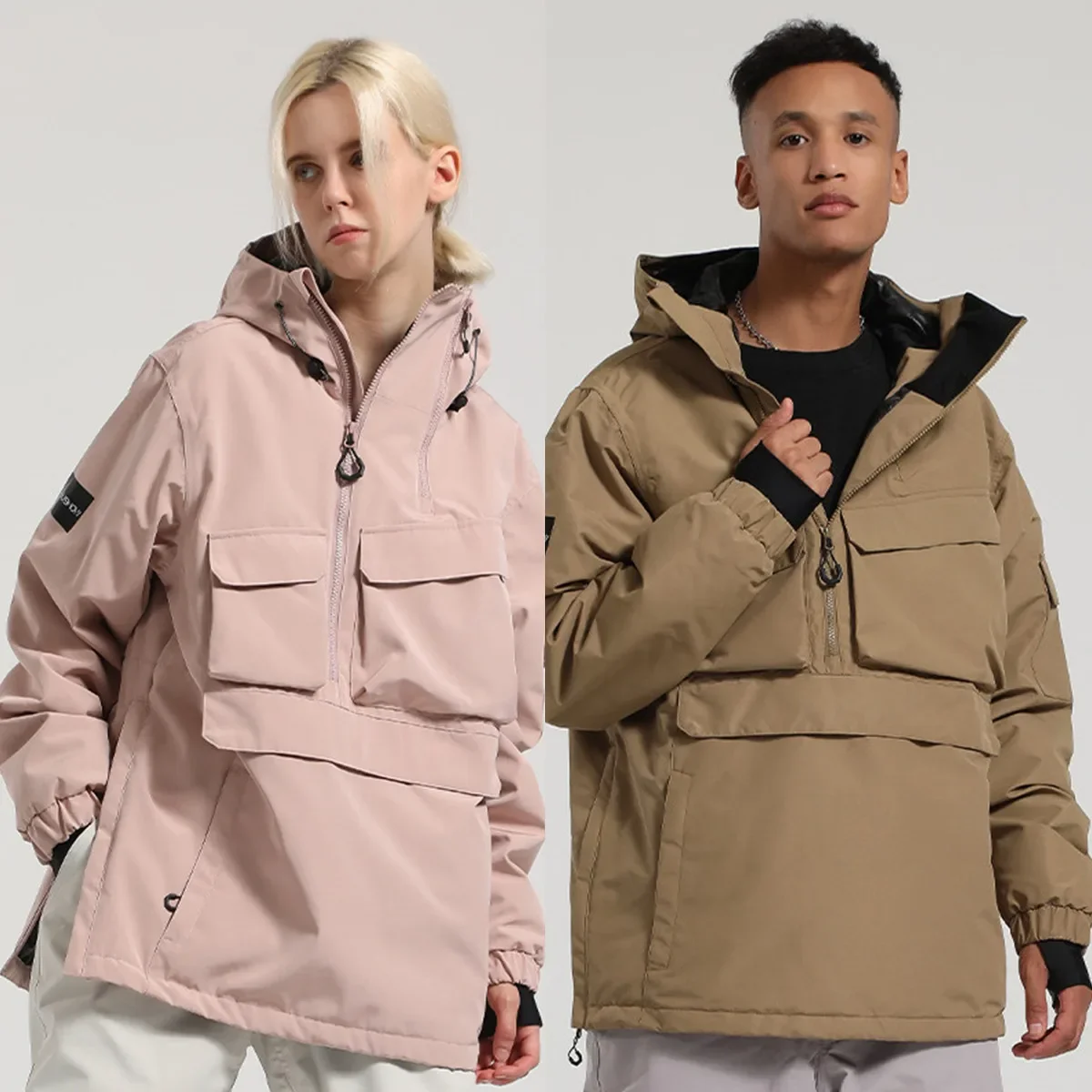 

Лыжная куртка, Женское пальто, зимняя одежда для спорта на открытом воздухе, ветрозащитная Теплая мужская ветровка с капюшоном и несколькими карманами для пары