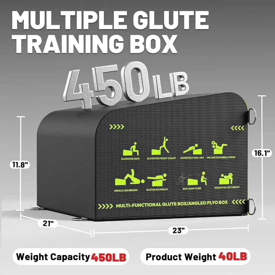 Hip Thrust Bench, Glute Box for Hip Strength, Multi-Functional Angled Glute Box with Anti-Slip Tread, Hip Thrust Machine at Home