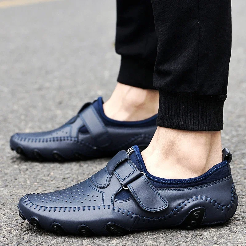 

Genuine Leather Men Shoes Casual Italian Hollow Out Men Loafers Summer Breathable Driving Shoes Slip on Moccasins Zapatos Hombre