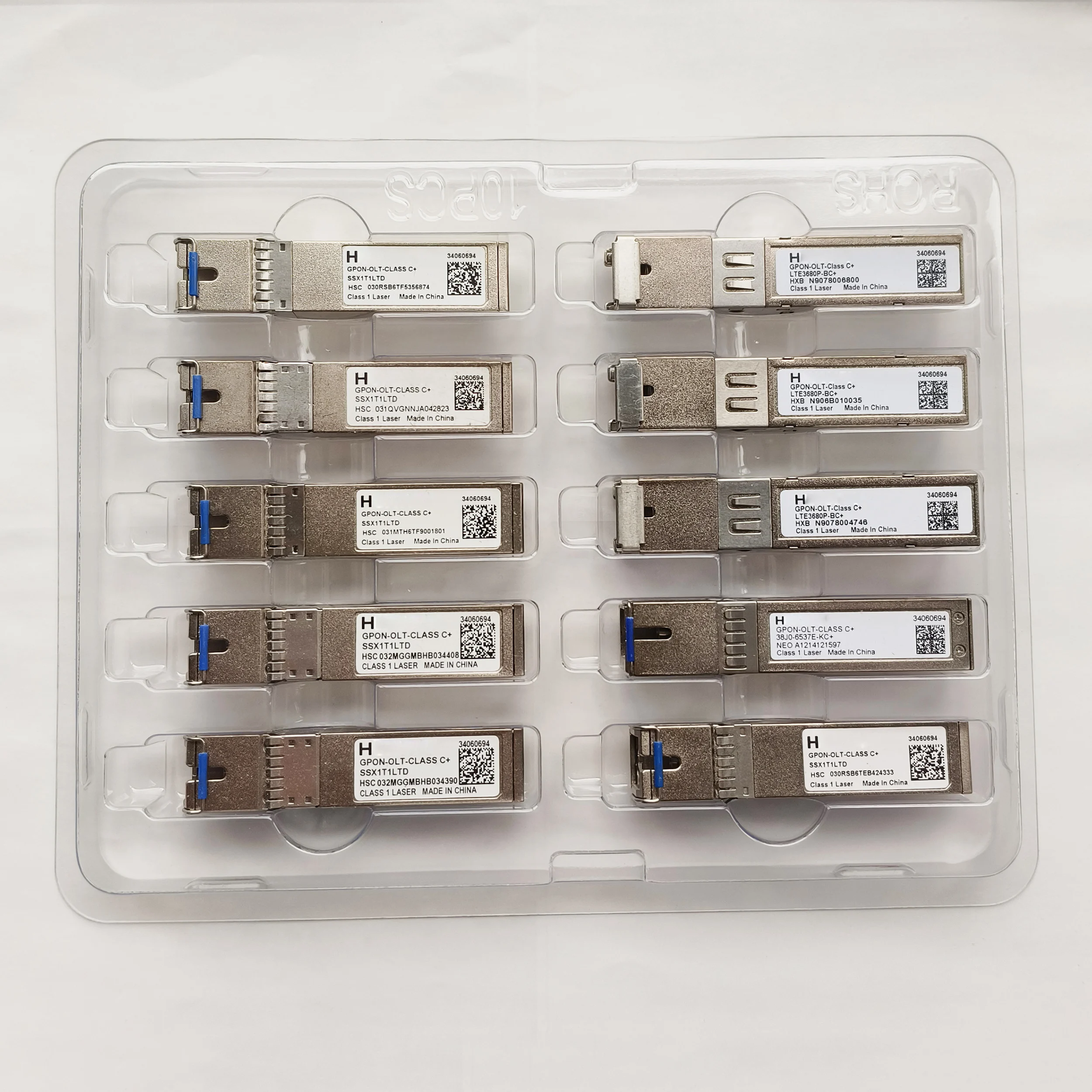 Lot of 10 pcs 34060694 OSX002003 GPON-OLT Class C+ SSX1T1LTD SC Pre-Owned Transceiver