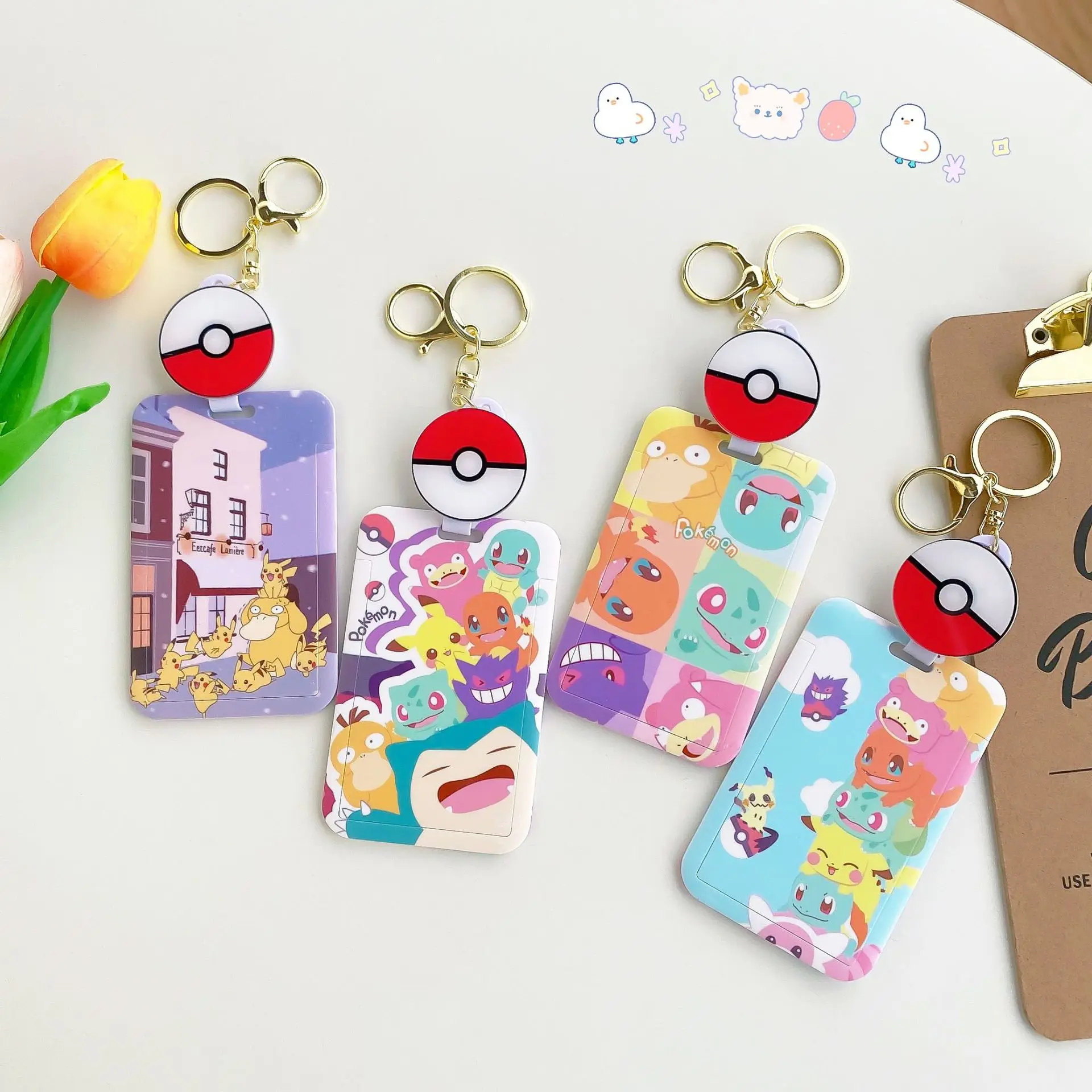 

Pokemon Anime Figures Pikachu Psyduck Telescopic Easy-to-pull Student Meal Card School Card Set Children's Toy Birthday Gifts