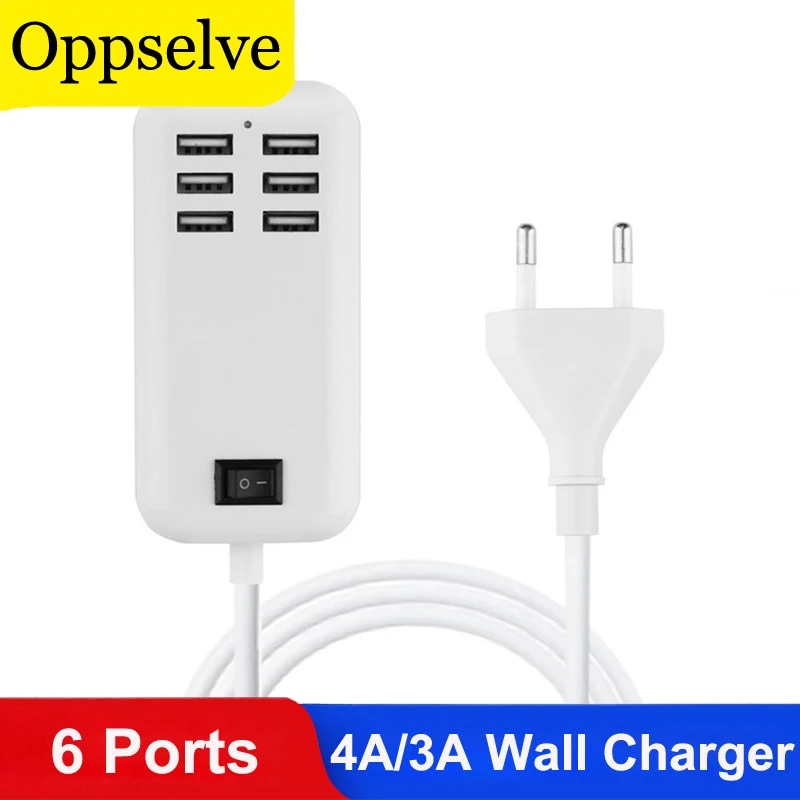 USB Hub EU/US 4A/3A Plug Wall Dock Fast Charging Extension for iPhone 12 11 X Huawei Phone Tablet 6 Ports