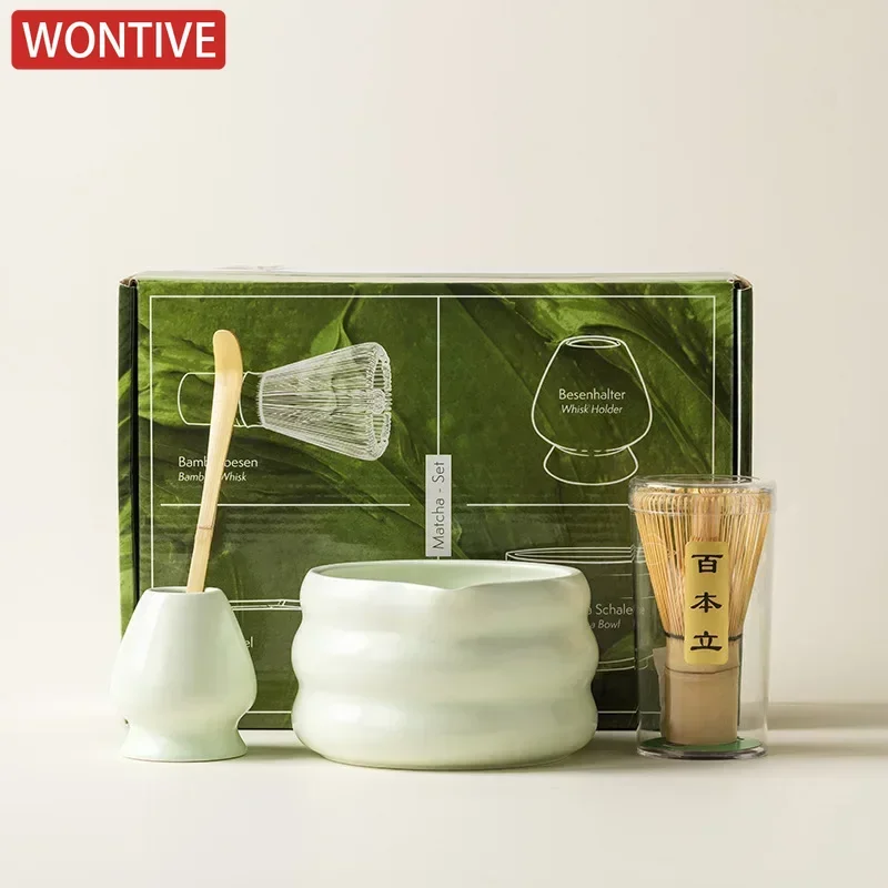 Handmade Matcha Tea Set Tool Stand Kit Bowl Whisk Scoop 4-7pcs