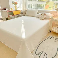 100%Organic Washed Cotton Bed Sheet 3Pcs Basic Percale Weave Soft Breathable Eco-Friendly Kids Adults Flat sheet Pillowcases 2