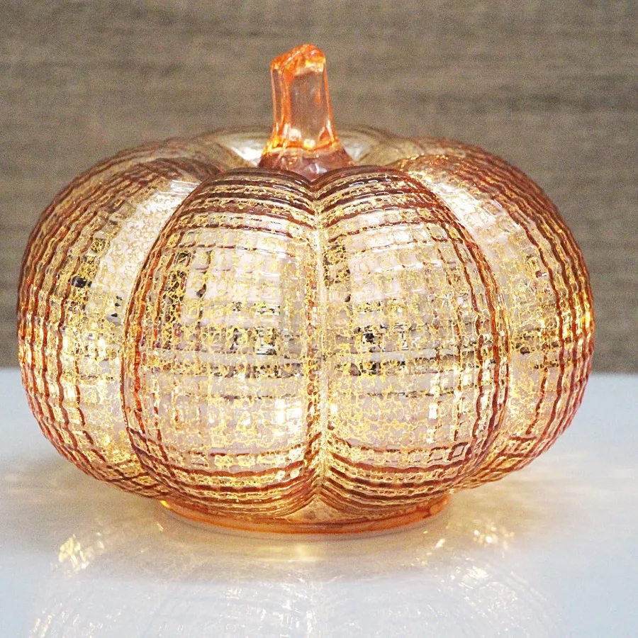 Rustic Decorative BatteryOperated LED Pumpkin Lights with Timer for Halloween and Thanksgiving Events Rosegold GridPatterned De