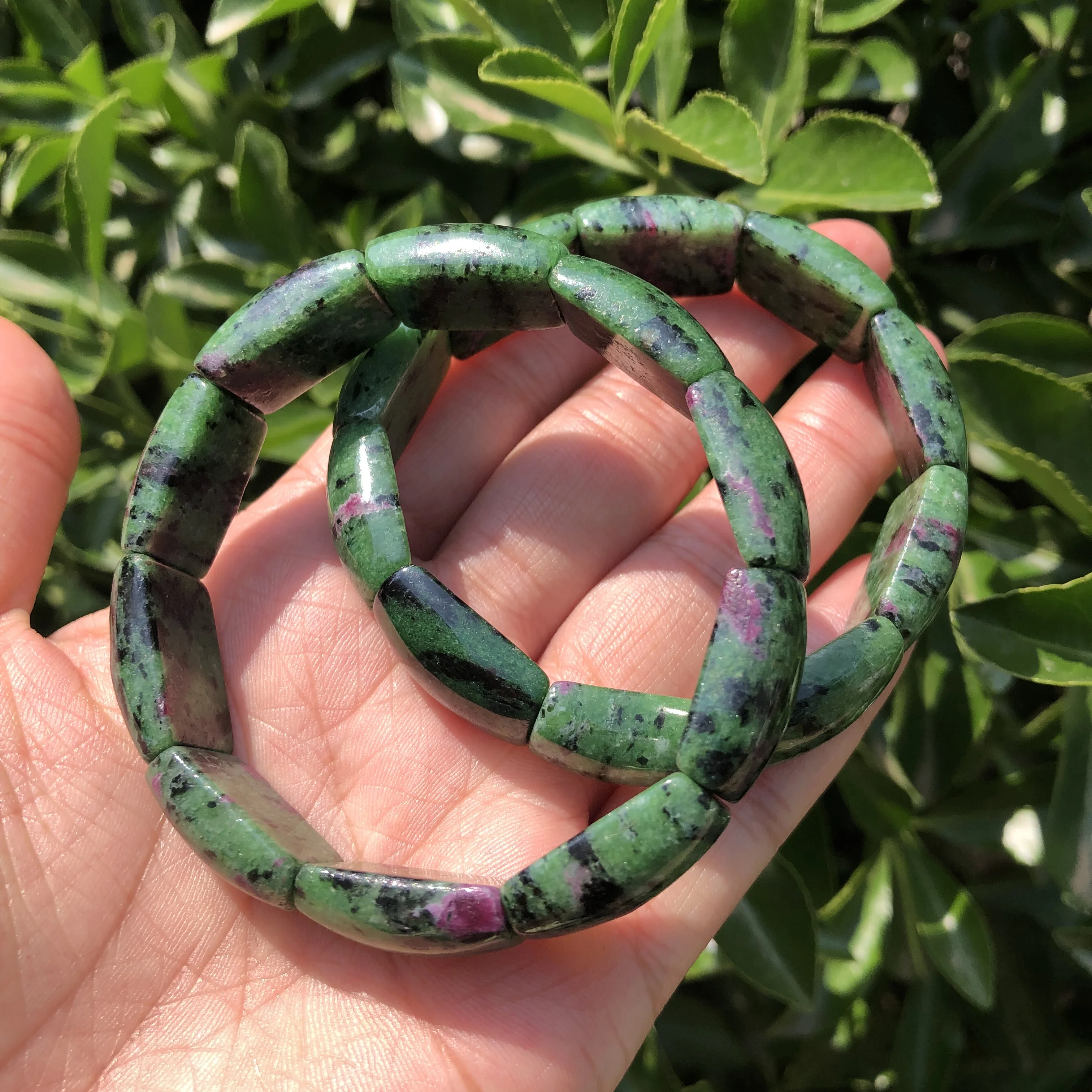 Wytch of the woods  Ruby Zoisite Bracelets  Courage  Strength   Growth  Ruby Zoisite is the natural combination of both ruby and zoisite  crystals in a single specimen It