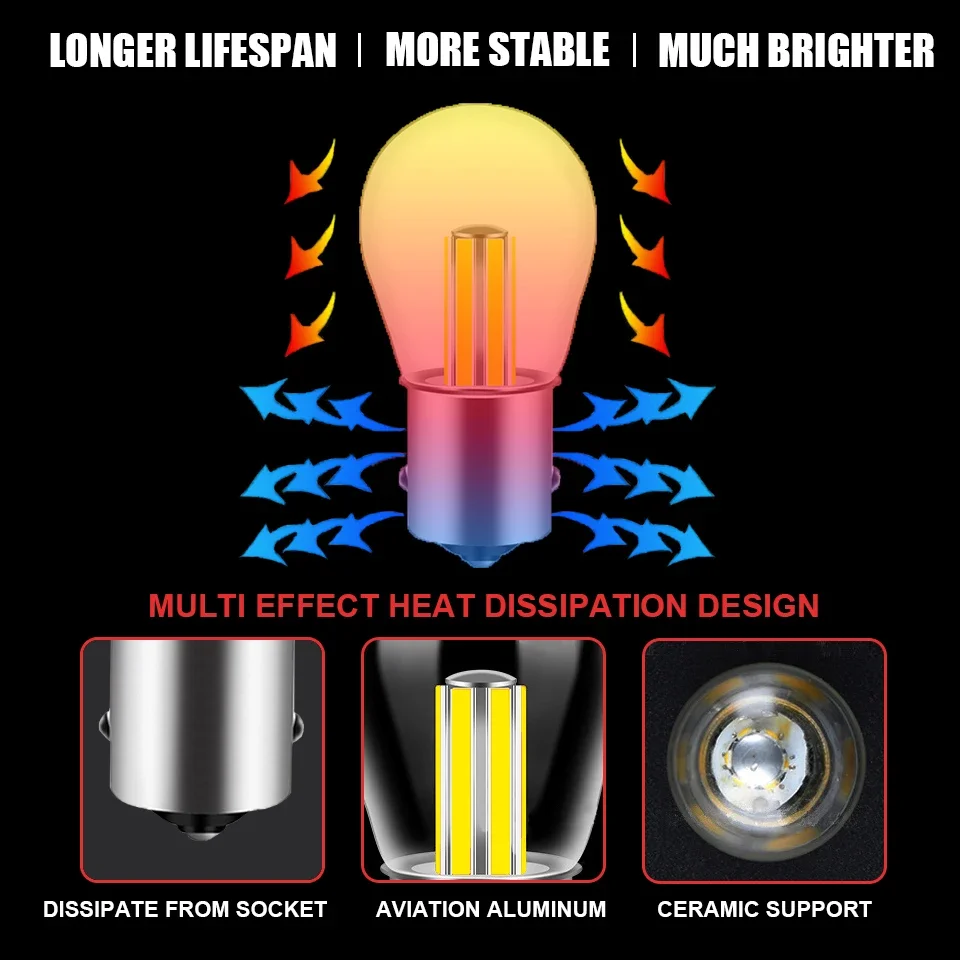 1Pcs 6 ʶƮ Ĩ 1156 Led P21W ڵ  S25 ڵ Ba15s   ȸ ȣ     ȭƮ
